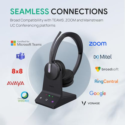 Yealink WH64 Dual DECT Bluetooth Wireless Headset for Phone PC Mobile Teams - size: Stereo