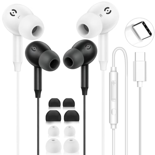 USB C Headphones for iPhone 17/16/15 Pro Max USB C Wired Earbuds with Mic - size: 2 Pack