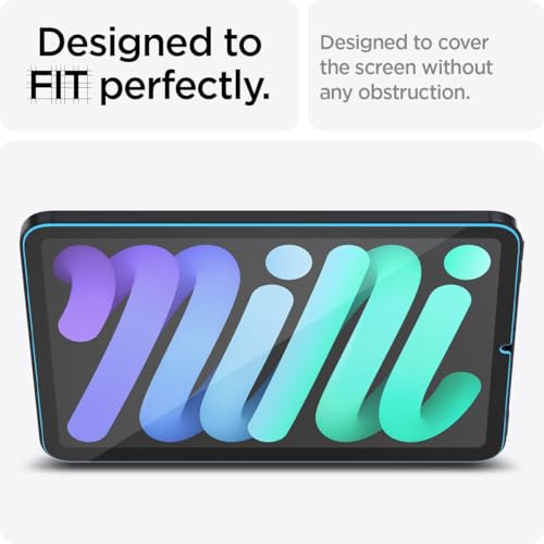 Spigen GlasTR EZ FIT Screen Protector for iPad Mini 7(2024)/ Mini 6(2021) | 9H+ Tempered glass, Scratch resistance, Auto-align tray, Lab-tested 100% clarity, Original touch, Case-friendly, 1 Pack