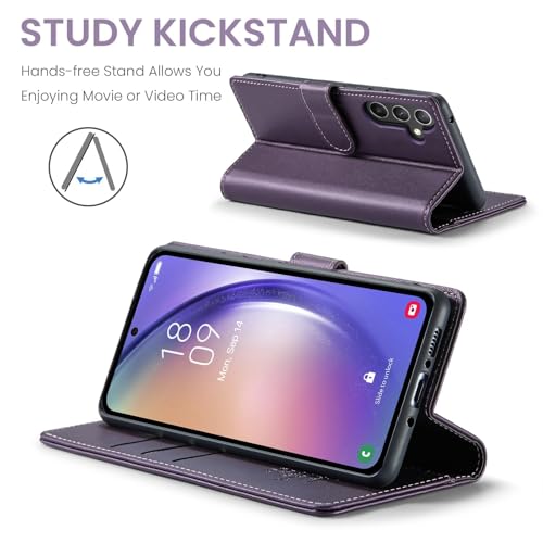 FLIPALM Wallet Case for Samsung Galaxy A16 5G, Purple | Card Holder, RFID Blocking, PU Leather Folio Flip, Kickstand, Protective Shockproof Cover - color: Purple