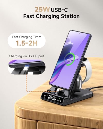 25W USB C Fast 3-in-1 Foldable Charging Dock for Samsung A57 Galaxy Watch