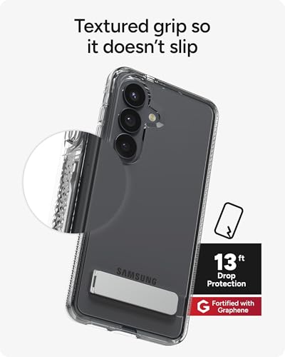 ZAGG Crystal Palace Samsung Galaxy S26 Case with Kickstand - Clear, 13ft Drop Protection, Graphene Reinforced, Crystal Clear Anti-Yellowing Slim Protective Cover - size: Samsung Galaxy S26, style: Without Snap