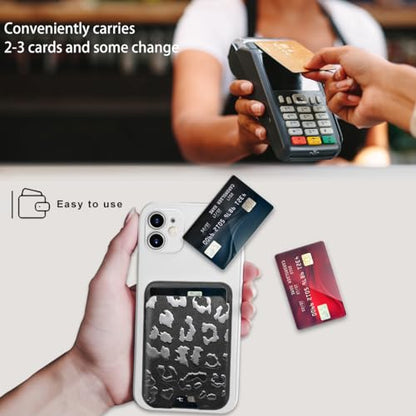 for MagSafe Wallet,Magnetic Card Holder for Phone Case - color: Black Leopard