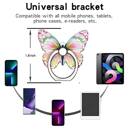 Bling Metal Cute Butterfly Cell Phone Ring Holder 360°Rotation Finger Stand Kickstand Universal Compatible with All Smartphone(Diamond Pink) - color: pink diamond