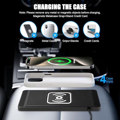 ZPSHYD 15W Wireless Car Charger Pad, Trim‑to‑Fit Qi Fast Charging Mat, 4‑Mode Auto‑Sensing (5W/7.5W/10W/15W), Separated Coil Anti‑Overheat, Non‑Slip Waterproof, Case‑Friendly, for iPhone & Android - color: 1m Cable USB Port