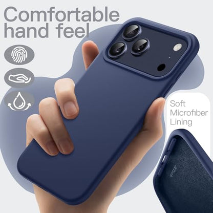 JETech Silicone Case for iPhone 17 Pro Max, Dark Blue | Silky Soft Touch, Shockproof Protection, Scratch Resistant, Microfiber Lining - color: Dark Blue, size: iPhone 17 Pro Max