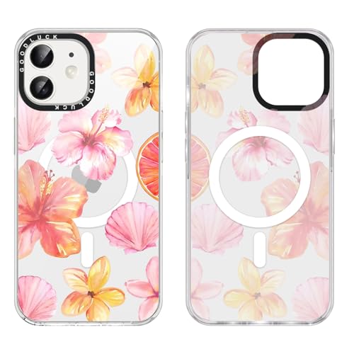 Magnetic for iPhone 11 Phone Case Transparent 6.1", Summer Flower Hibiscus Floral Seashell Pattern, Aesthetic Design Soft TPU Clear Cover for Women, Compatible with MagSafe for iPhone11 - color: Hibiscus Seashell, size: iPhone 11