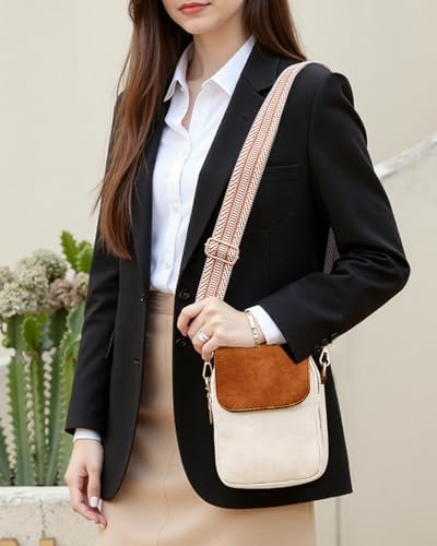 Fashion Small Crossbody Bags for Women Trendy Designer Cell Phone Purses | Adjustable Straps,with Card Holder,Detachable Wristlet Strap,small Cross Body Bag for Woman,Mini Bags,Travel Purse,Work,Gym - color: Whitebrown