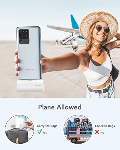 charmast Mini Portable Charger USB-C Connector, 5000mAh Small Power Bank - color: White