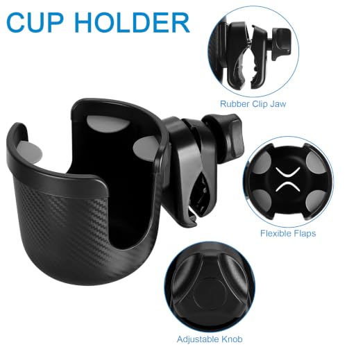 Accmor Stroller Cup Holder, Drinks Holder Bike Walker Wheelchair - color: All Black-Carbon Textured