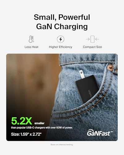 Belkin 65W Dual GaN USB C Charger Block, Fast Charging for Travel - style: 65W Black