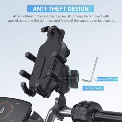 Motorcycle Phone Holder with Vibration Dampener & High Speed Secure Lock, Anti Shake Motorcycle Cell Phone Holder, Motorcycle Phone Mount for ATV Bike Fit 4.7-7.2 Smartphones