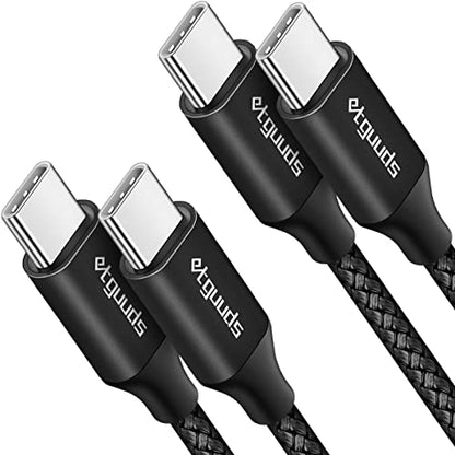 etguuds USB C to USB C Cable 3ft, 2-Pack 60W C to C Cable Fast Charging - color: Black, size: 3ft