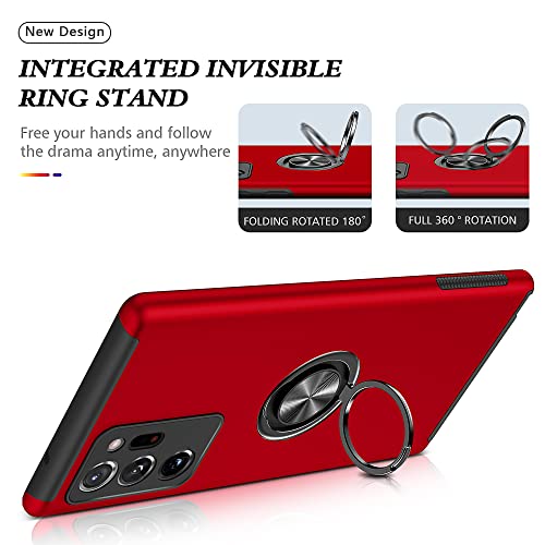 for Samsung Galaxy Note 20 Ultra Case With Self Healing Flexible TPU Screen Protective [2 Pack], Military Grade Invisible Kickstand for Note 20 Ultra 5G - Red - color: YX-Red