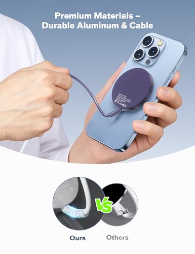 Bohuma Magnetic Wireless Charger for iPhone – 15W Fast Charging Pad with Dual Ports - Compatible with iPhone 12-17 & AirPods 4 3 2 Pro – Purple Sleek Aluminum Alloy Design for Home, Office & Travel - color: Purple