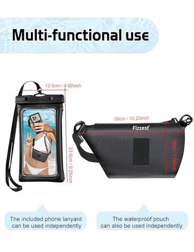 Fizzest Cell Phone Waterproof Protector Pouch for Swimming Floating，Beach Vacation Essentials,Fanny Packs for Women and Men，Phone Bag Case，Compatible with iPhone Black