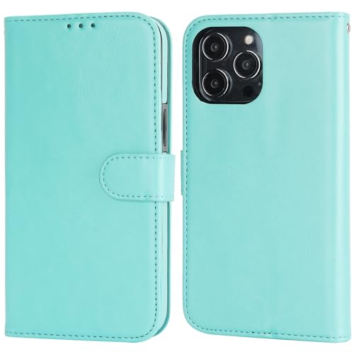 Bocasal Detachable Wallet Case Card Holder for iPhone 14 Pro Max Light Blue | RFID Blocking Kickstand Card Slots Holder PU Leather Magnetic Shockproof Wrist Strap Removable Flip Protective Cover 6.7 inch - color: Light Blue