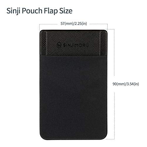 Sinjimoru Secure Card Holder for Back of Phone, Stretchy Fabric Cell Phone Wallet Stick On Credit Card Case for iPhone & Android. Sinji Pouch Flap Black [3 Pack] | Sinji Pouch Flap, stretchy fabric credit card case, secure flap cover, adhesive phone walle