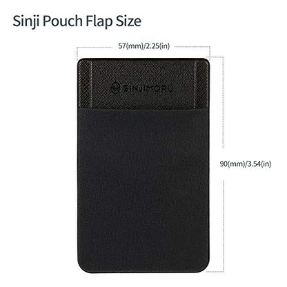 Sinjimoru Secure Card Holder for Back of Phone, Stretchy Fabric Cell Phone Wallet Stick On Credit Card Case for iPhone & Android. Sinji Pouch Flap Black [3 Pack] | Sinji Pouch Flap, stretchy fabric credit card case, secure flap cover, adhesive phone walle
