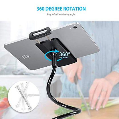 Zuslab Tablet Cell Phone Bracket Adjustable Universal Gooseneck Bed Lazy Holder Stand Mount - Flexible Arm 360 Mount Clip Bracket Black - color: Black