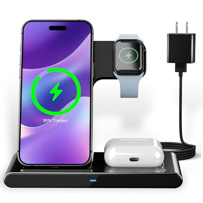 Wireless Charger Fast Charging Station 3 in 1 Charger Stand Desk Friendly