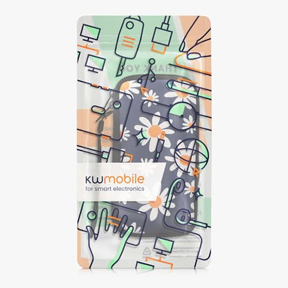 kwmobile Neoprene Sleeve for Smartphone Size XXL - 7" - Shock Absorbing Pouch Case - Protective Phone Bag - Summer Daisy Blue/White/Yellow - style: Summer Daisy 04-02-06