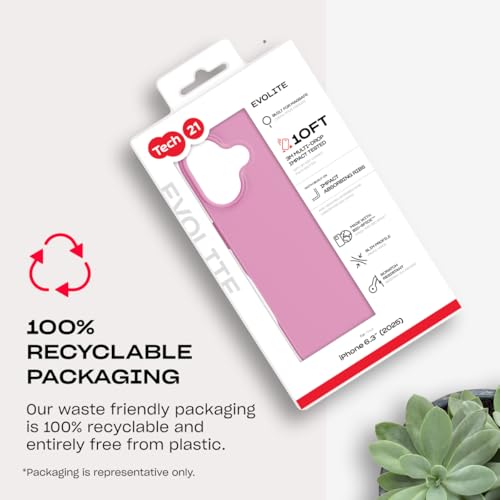 Tech21 EvoLite Case for iPhone 17 – Thrift Pink | Slim Protective Case | Impact Protection | MagSafe Compatible - color: Pink, size: iPhone 17