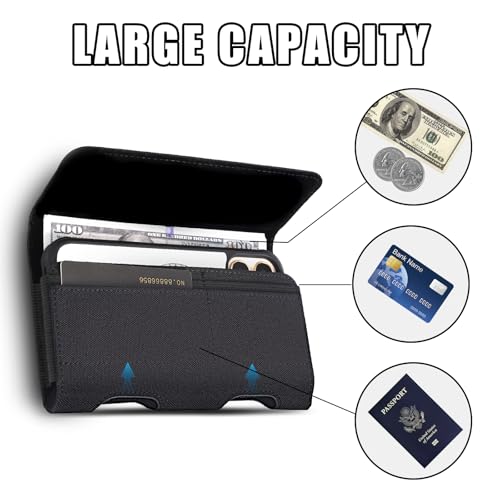 BECPLT Compatible with iPhone 13 Mini 12 Mini SE2 8 7 6 6s Holster Case, Nylon Holster Belt Case with Clip/Loops Belt Pouch Holder for iPhone SE 2022 8 7 6 6s Galaxy S7 - Built in ID Card Slot - color: Black-Nylon, size: S (5.8" x 3" x 0.5")