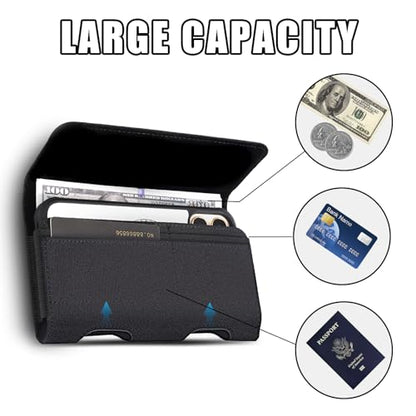 BECPLT Compatible with iPhone 13 Mini 12 Mini SE2 8 7 6 6s Holster Case, Nylon Holster Belt Case with Clip/Loops Belt Pouch Holder for iPhone SE 2022 8 7 6 6s Galaxy S7 - Built in ID Card Slot - color: Black-Nylon, size: S (5.8" x 3" x 0.5")
