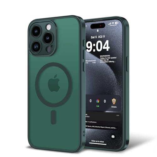 Magnetic Case for iPhone 13 Pro 6.1-Inch, [Compatible with Magsafe][Full Camera Protection] Ultra Slim Translucent Matte Shockproof Protection Phone Cover-Dark Green - color: Dark Green, size: iPhone 13 Pro