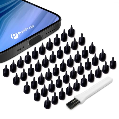 Lightning Dust Plugs 50 Pack, Low Profile Design with Cleaning Brush, Black - color: Black. 50 Pack