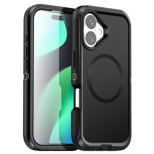 AICase for iPhone 16 Plus Case(6.7"),[Compatible with Magsafe] Magnetic Heavy Duty Drop Protection Full Body Rugged Shockproof/Dust Proof Military Protective Tough Durable Men Women 6.7" 2024 - color: Black with Mag