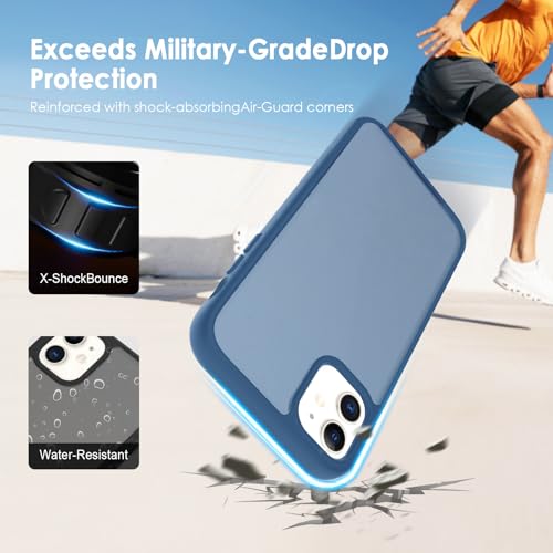 TENOC Phone Case Compatible with iPhone 11, Dark Blue Case Translucent Protective Bumper Matte Hard Back Cover for 6.1 Inch - color: Dark Blue, size: iPhone 11