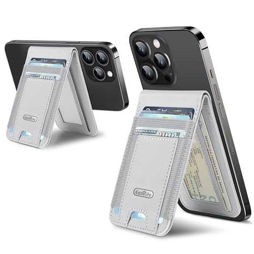 For Magsafe Wallet with Adjustable Stand, 10 Cards Holder, RFID Blocking | Strongest Magnetic Wallet for iPhone 17/16/15/14/13/12 Series, 4 Card Slots, ID Window, Vegan Leather, Gray - color: Light Gray
