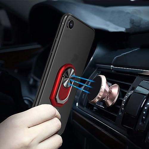 for BLU G64 Ring Holder Phone Case with Screen Protector -Red | Slim Flexible TPU & 360 Rotating Ring Holder Kickstand Protective Silicone Rubber Case for BLU G64 G1010WW (6.8" SmartPhone) - color: red