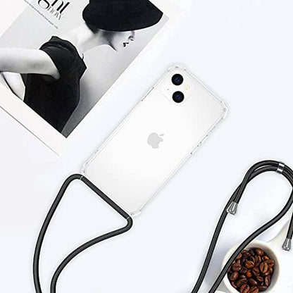 Crossbody Case for iPhone 14,Phone Case for iPhone 14 [ with Adjustable Lanyard Strap ] Clear Soft Slim TPU Anti-Yellowing Anti-Scratch Shockproof Protective Cover for iPhone 14 - Black - size: for iPhone 14