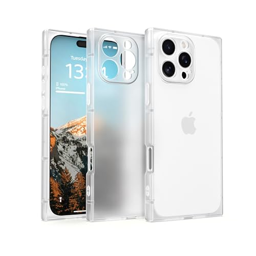 IAIYOXI Rectangle Matte Case for iPhone 15 Pro Max，6.7-inch, Full Camera Protection & Reinforced Corners with TPU Cushion,Clear Case Slim Shockproof Phone Cover for Women Girls, Clear - color: Matte Clear