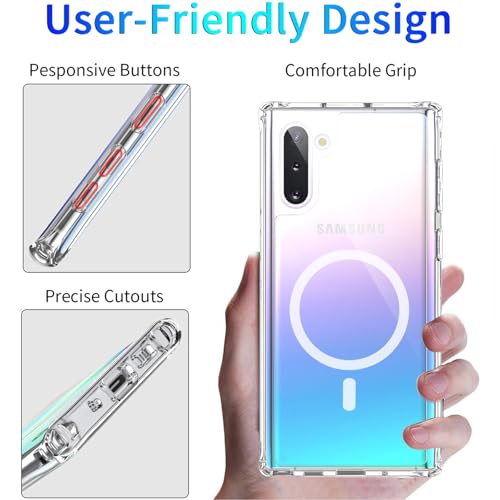 Magnetic Case for Samsung Galaxy Note 10+ Plus Case,Clear | Compatible with Mag-Safe, Military Grade Drop-proof Shockproof Anti-Yellowing Anti-Scratch Protective Transparent Cover - color: Note 10 Plus-Clear, size: Galaxy Note 10 Plus