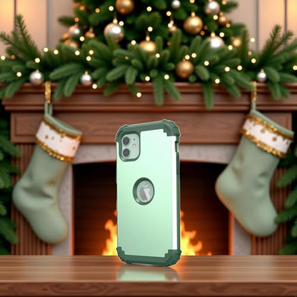 IDweel for iPhone 11 Case with Tempered Glass Screen Protector,Hybrid 3 in 1 Shockproof Heavy Duty Protection Hard PC Cover Soft Silicone Bumper Full Body Case, Mint Green - color: Mint Green