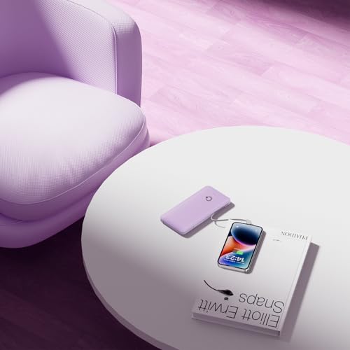 Portable Charger with Built-in Cables and AC Wall Plug, USB C External Battery Pack, 10000mAh Travel Essentials Power Bank Compatible with iPhone17/16/15/14/13, Samsung Galaxy, Pixel,Tablet and More - color: Purple