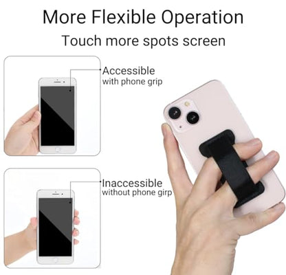 Phone Grip Holder for Hand, Universal Finger Strap Phone Holder, Finger Selfie Grip Compatible with Most Smartphones (Black Blue) -2Pack - color: Black+Blue