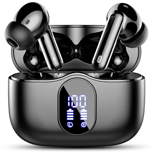 Wireless Earbuds, Bluetooth 5.4 Headphones Bass Stereo/Clear Calls, Black - color: Black