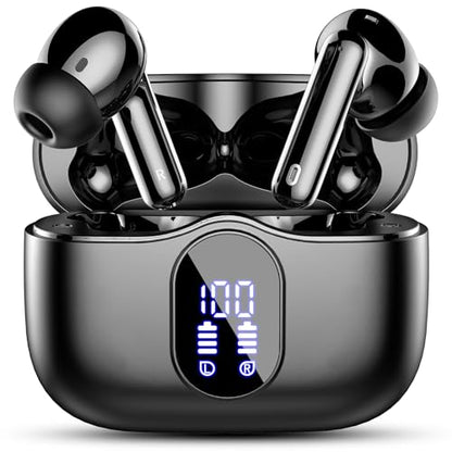 Wireless Earbuds, Bluetooth 5.4 Headphones Bass Stereo/Clear Calls, Black - color: Black