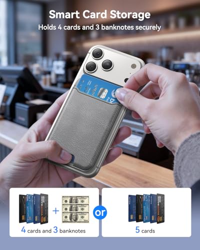 for MagSafe Wallet, Works with Apple Find My,5 Card Holder with Stand, Magnetic Phone Wallet Stand for iPhone 17/16/15/14/13/12 Pro Max Air Plus, RFID Blocking Vegan Leather,Dark Grey - color: Findmy Grey