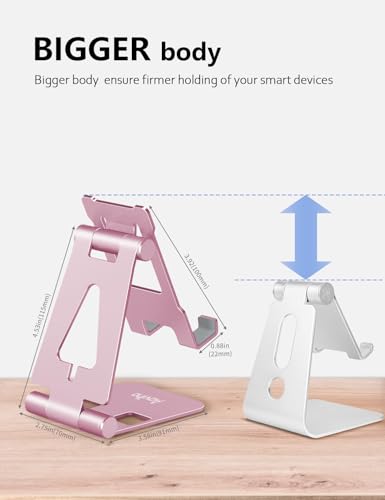 Aoviho Foldable Cell Phone Stand for Desk, Holder for iPhone,Pink - color: Pink