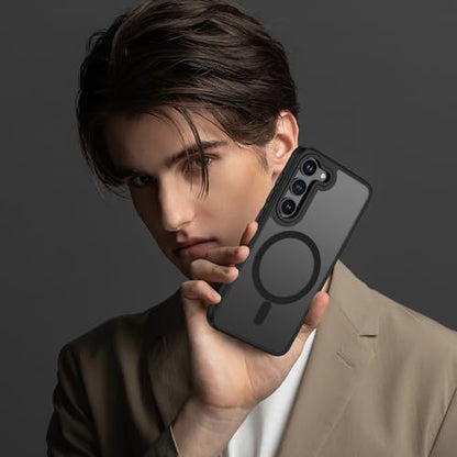Magnetic for Samsung S23 Case, Military Grade Protective Slim Translucent Matte Skin Smooth Phone Case Woman Men Samsung Galaxy S23 6.1" Cover, Black