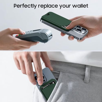 Magnetic Wallet for iPhone, Magnetic Phone Wallet for iPhone 17/16/15/14/13/12 Series with ID Window, RFID Blocking (Green) - color: green