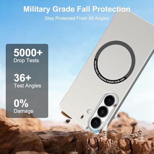 Frameless Slim Case for Samsung Galaxy S26 Plus, Silky Touch, Hard PC Matte Back, Exposed Sides Compatible with Mag-Safe, Anti-Scratch Shockproof Protective Cover for Samsung S26 Plus 5G (White) - color: White