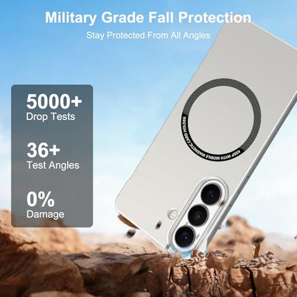Frameless Slim Case for Samsung Galaxy S26 Plus, Silky Touch, Hard PC Matte Back, Exposed Sides Compatible with Mag-Safe, Anti-Scratch Shockproof Protective Cover for Samsung S26 Plus 5G (White) - color: White