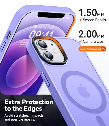 CANSHN Magnetic for iPhone 12 Case/iPhone 12 Pro Case, Light Purple | Translucent Matte, Compatible with MagSafe, Heavy Duty Protection, Scratch Resistant, Slim Fit, Pocket Friendly - color: Matte Magnetic & Light Purple